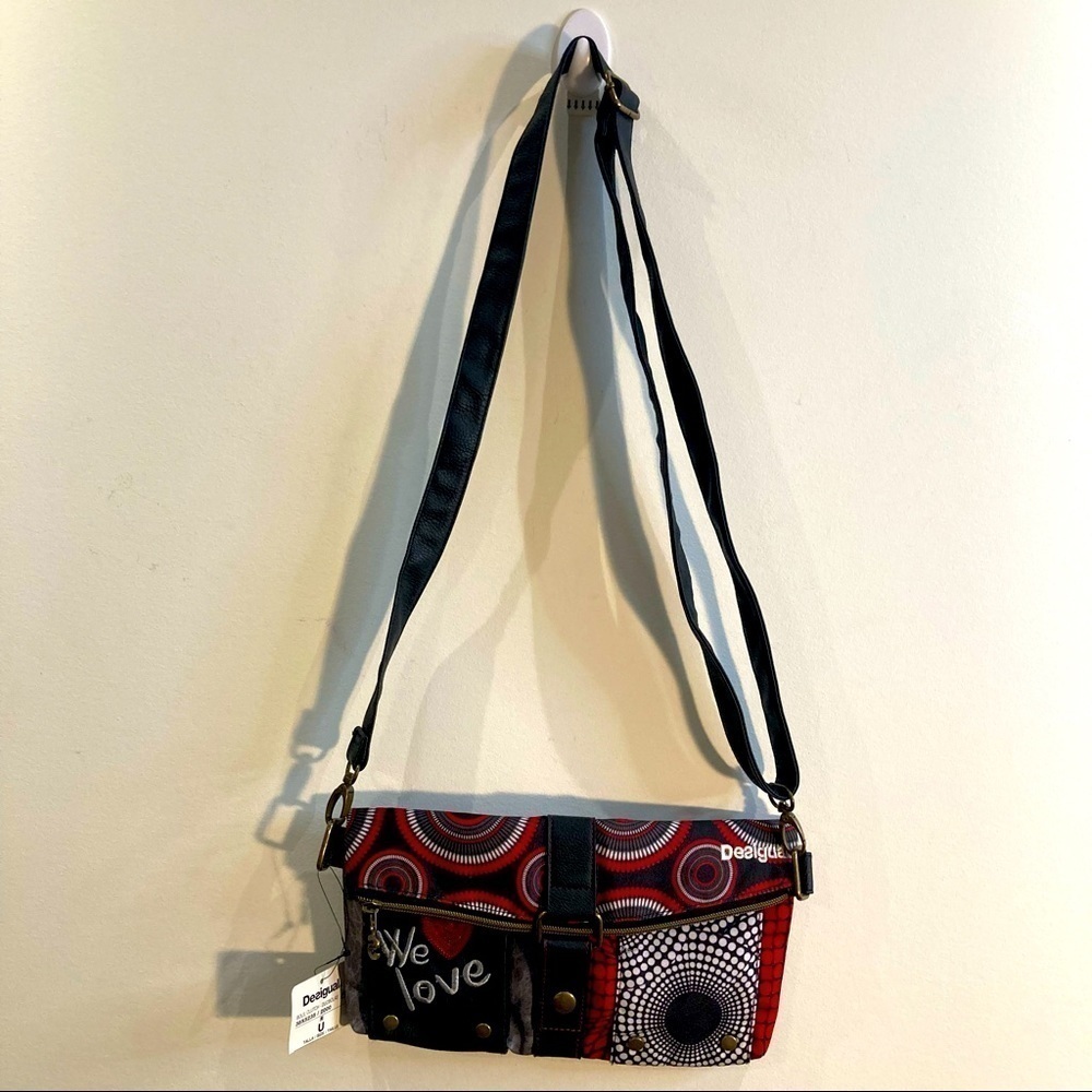 DESIGUAL Bols Clutch Crossbody “We Love” Inscribed  Bag Purse NWT